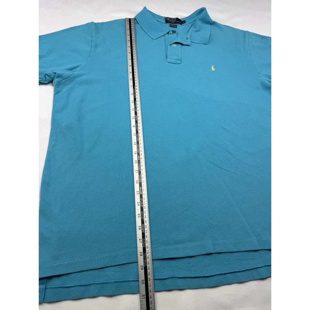 Vintage Polo‎ Ralph Lauren Shirt Mens 2XL TTG Teal Short Sleeve Yellow Pony Rare